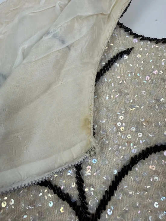 Vintage Beaded Black and cream sleeve less top - Picture 5 of 13